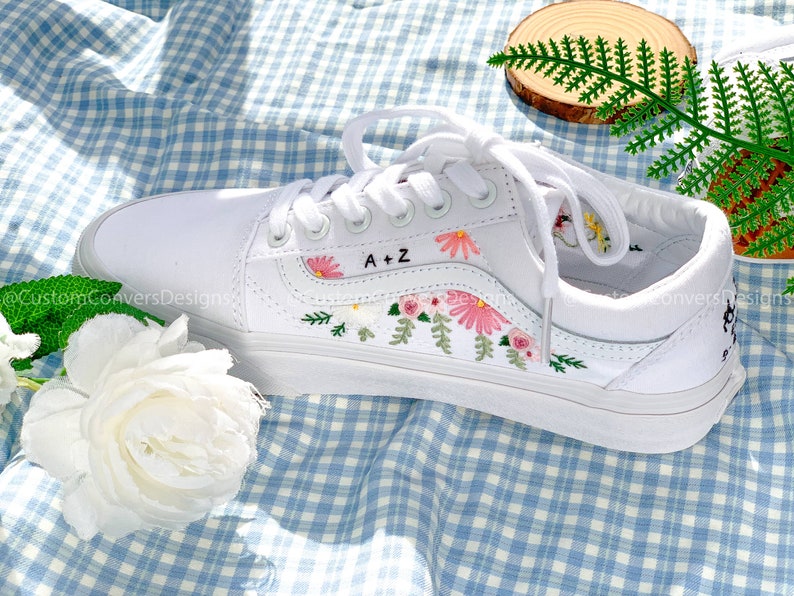 Embroidered Pastel Roses Vans