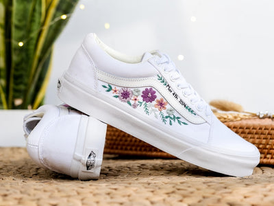 Purple Rose Wedding Converse Embroidery