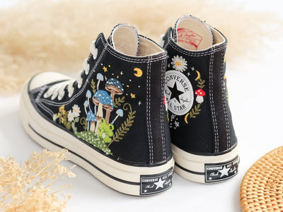 Embroidered Converse Mushroom and Frog High Top