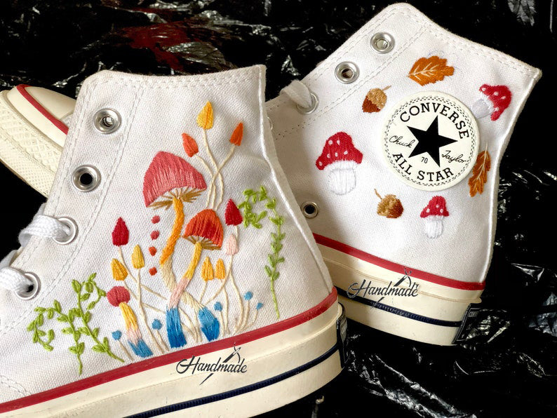 Autumn Mushrooms Converse Embroidery