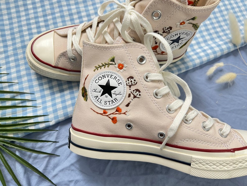 Orange Wildflowers Converse Embroidery