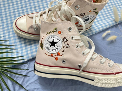 Orange Wildflowers Converse Embroidery