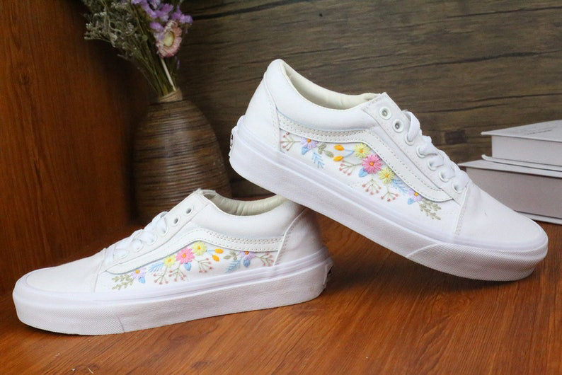 Pastel Wildflower Vans Embroidery