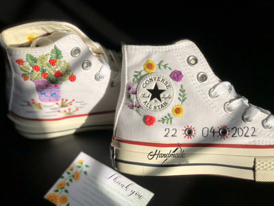 Strawberry Wedding Date Converse Embroidery