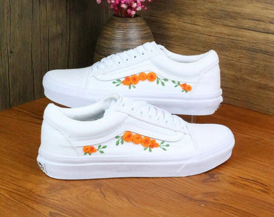 Orange Rose Vine Converse Embroidery