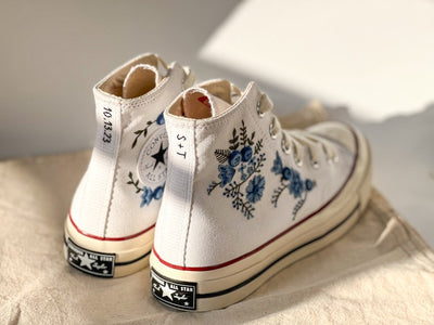 Blue Rose Bouquet Converse Embroidery