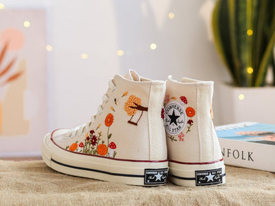 Autumn Pumpkin & Swing Converse Embroidery