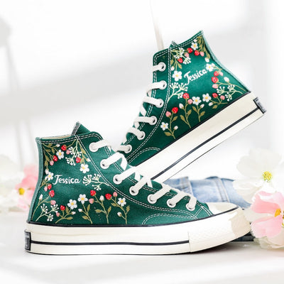 Strawberry Embroidered Converse Shoes