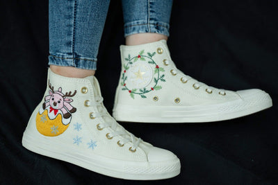 Reindeer Wreath Converse Embroidery