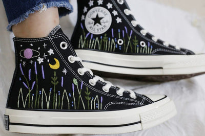Lavender Night Converse Embroidery
