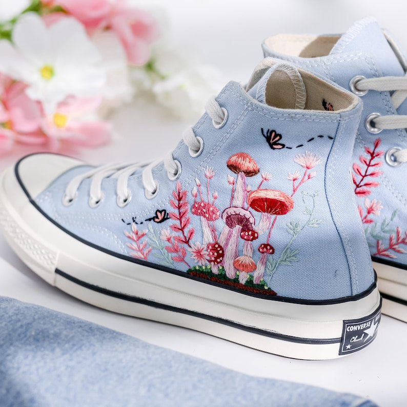 Mushrooms Embroidered Converse Shoes