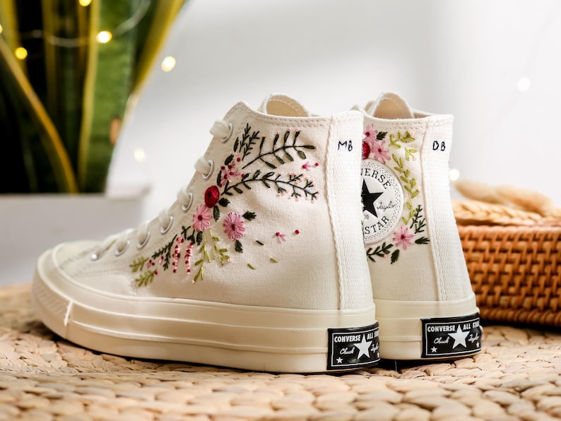 Rose Wreath Wedding Converse Embroidery