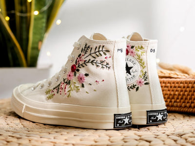 Rose Wreath Wedding Converse Embroidery