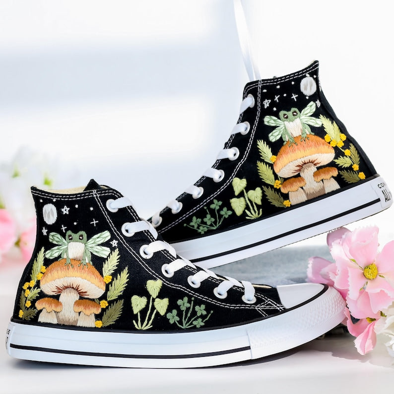 Mushrooms Embroidered Converse Shoes