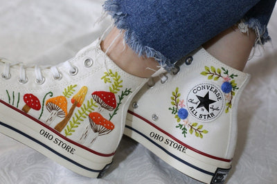 Mushrooms Embroidered Converse Custom