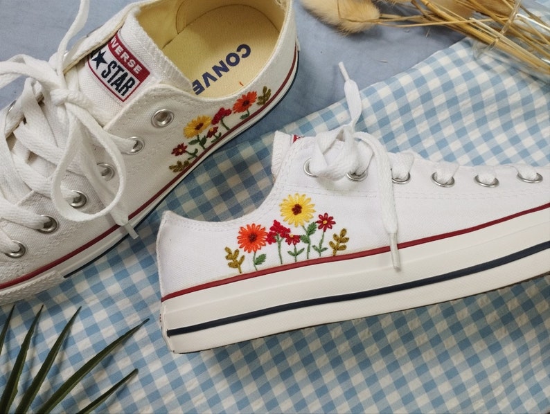 Flower Garden Converse Embroidery