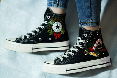 Christmas Wreath Candy Cane Converse Embroidery