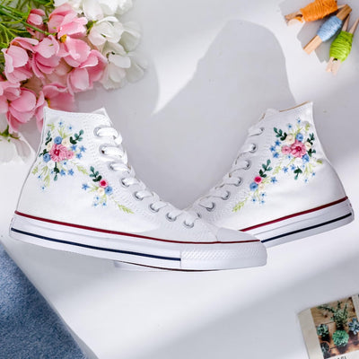 Wedding Flowers Embroidered Converse Shoes