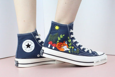 Converse Embroidered Fox and Mushroom Shoes