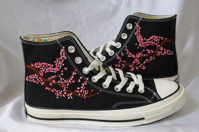 Cherry Blossom & Sunflower Converse Embroidery