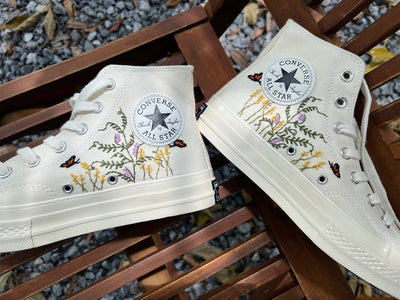 Butterflies and Wildflowers Converse Embroidery