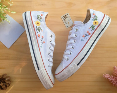 Sunflower and Rose Converse Embroidery
