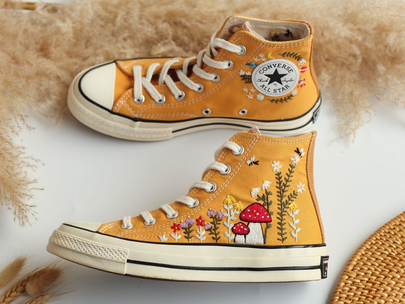 Custom Converse Chuck Taylor Mushrooms Embroidered Converse Shoes High Top