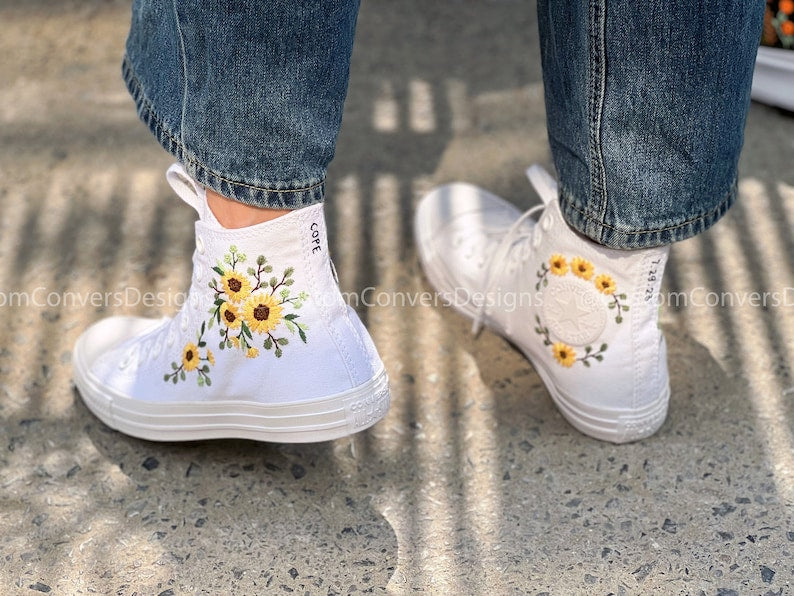 Sunflowers Embroidered Converse