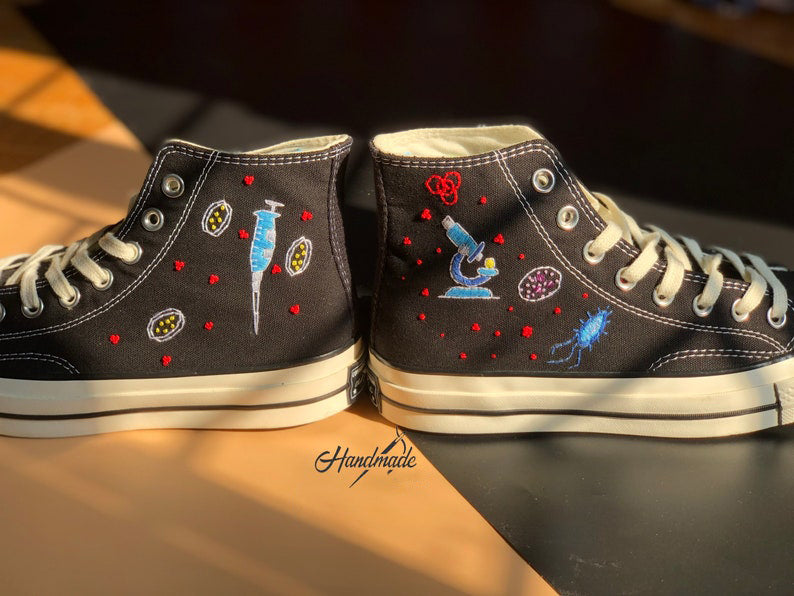 Science Lab Microscope Converse Embroidery