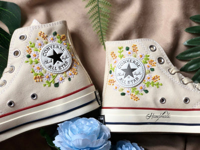 Butterfly Daisy Wreath Converse Embroidery
