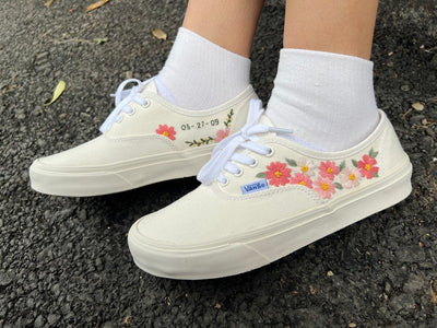 Pink Cosmos Garden Converse Embroidery