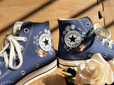 Lavender Mushroom Garden Converse Embroidery