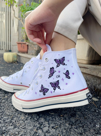 Purple Butterfly Converse Embroidery