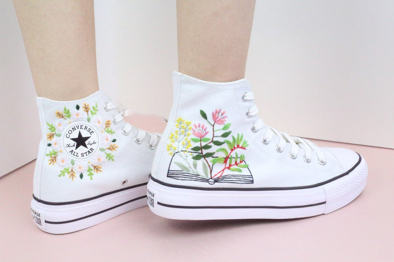 Floral Book Converse Embroidery