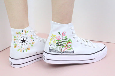 Floral Book Converse Embroidery