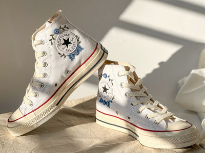 Blue Rose Bouquet Converse Embroidery