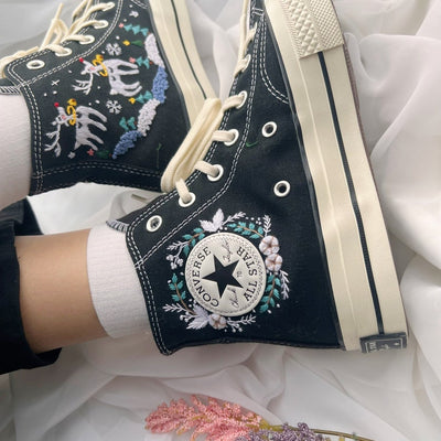 Reindeer and Floral Converse Embroidery