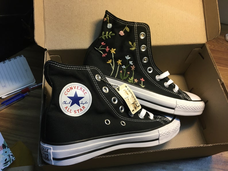 Colorful Wildflower Converse Embroidery