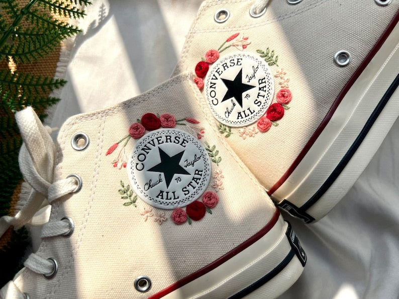 Pastel Rose Garden Converse Embroidery