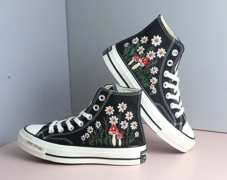 Mushroom Embroidered Sneakers