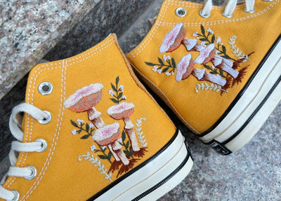 Orange Mushrooms Converse Embroidery