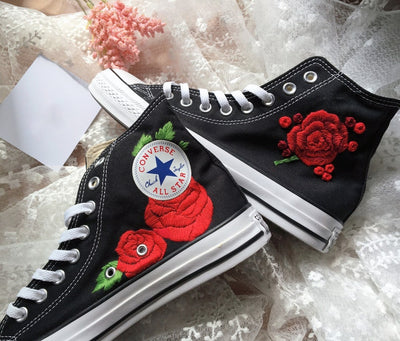 Red Rose Converse Embroidery