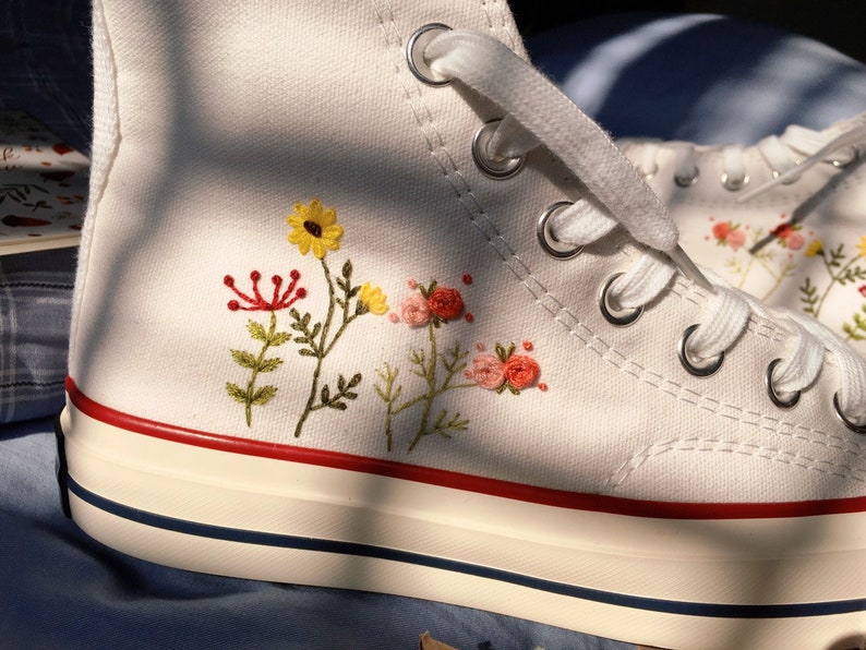 Daisy and Wildflowers Converse Embroidery