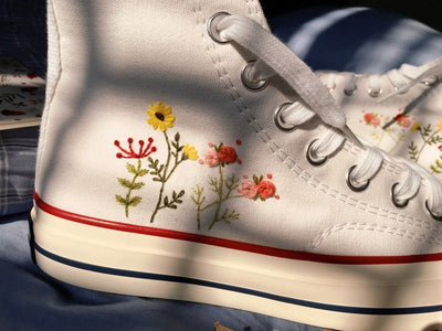 Daisy and Wildflowers Converse Embroidery