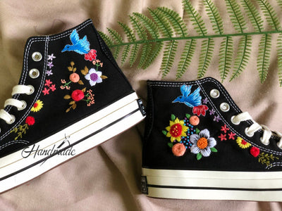 Hummingbird Wildflower Converse Embroidery