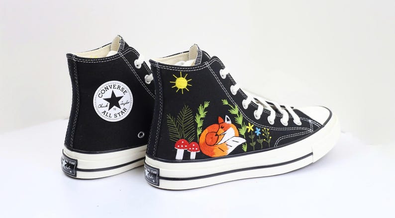 Converse Embroidered Fox and Mushroom Shoes