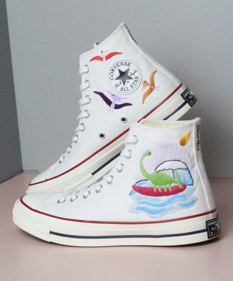 Dinosaur Boat Converse Embroidery