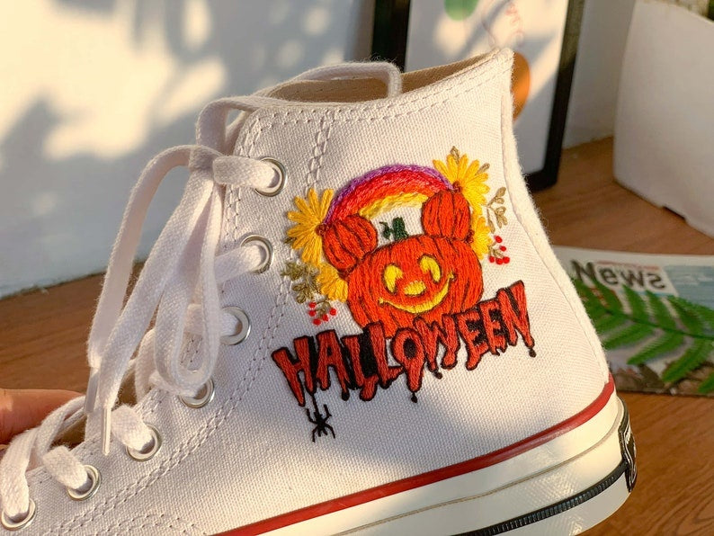 Halloween Pumpkin Converse Embroidery