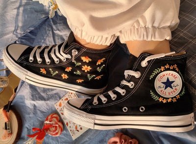 Orange Daisy Converse Embroidery