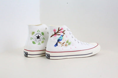 Cherry Blossom Bird Converse Embroidery
